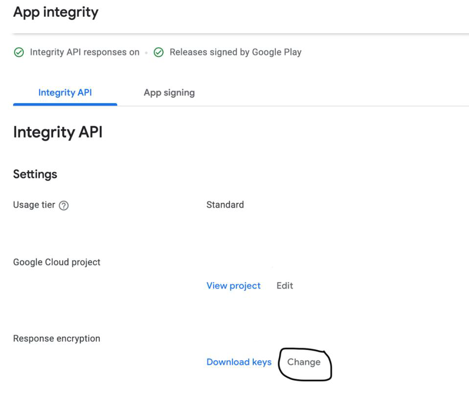 Response Encryption "Change" option